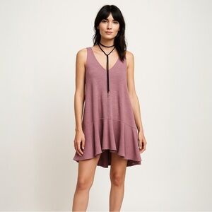Free People Swing Ruffle Boiled Wool Tunic Dress Pink Mauve Size XS